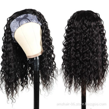Factory Supplier Hot Selling Natural Hair Headband Wigs For Black Women Peruvian Glueless Deep Wave Human Hair Wigs In Stock